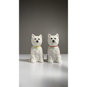 White Western Terrier Westie Salt Pepper Shaker Set